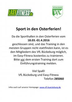 Training für VfL-Mitglieder im Easy Fitness in den Osterferien